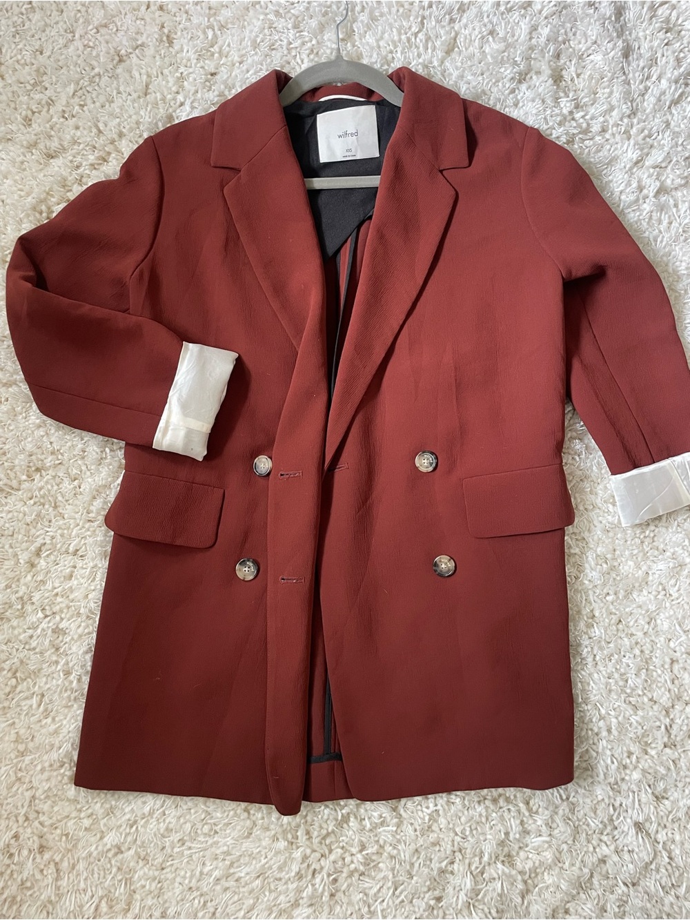 Wilfred by Aritzia Rust Double Breasted Blazer – XXS